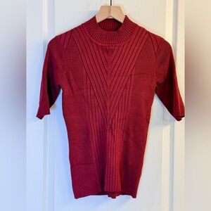 Elie Tahari Red Knit High Neck Top Size Medium